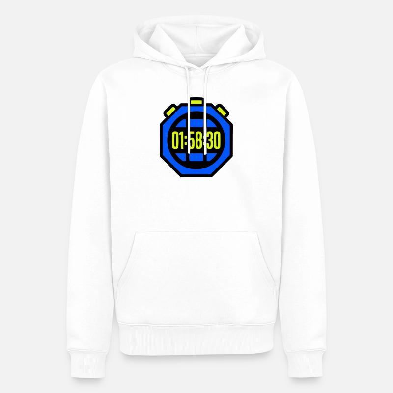 Chronomètre Meilleur Temps Semi-marathon - Sweat à capuche Premium bio Homme - blanc