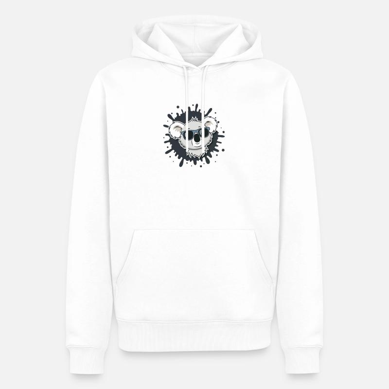 Koala Cool Lunettes Éclaboussures - Sweat à capuche Premium bio Homme - blanc