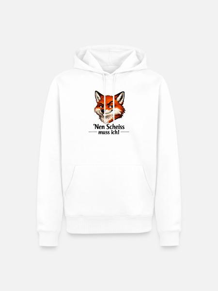 Nen Scheiss muss ich! Lustiger Fuchs - Männer Premium Bio Hoodie - Weiß