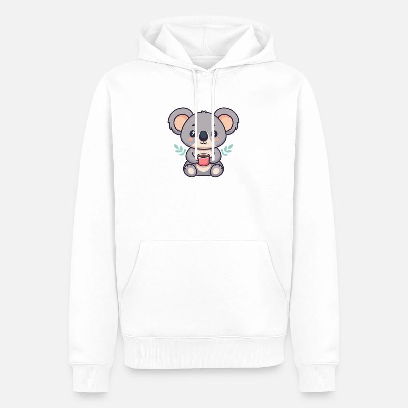 Koala Café Doux - Sweat à capuche Premium bio Homme - blanc