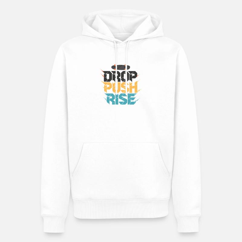 Drop Push Rise Skateboard-Kunst - Männer Premium Bio Hoodie - Weiß