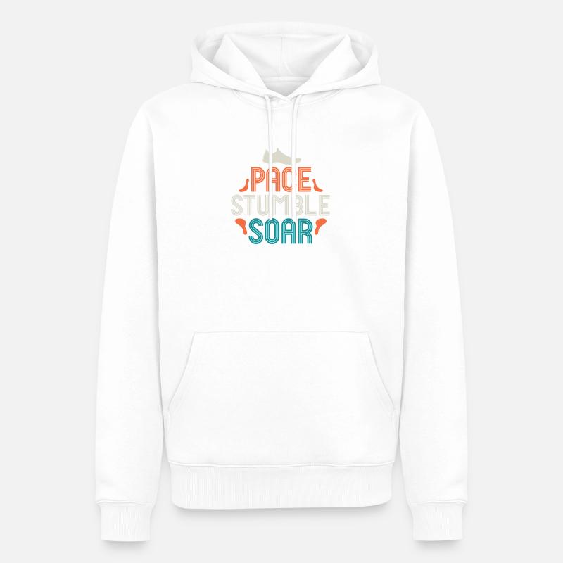 Pace Stumble Soar — Bunte Motivation - Männer Premium Bio Hoodie - Weiß