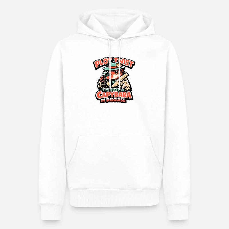 Plot Twist Capybara Detektiv - Männer Premium Bio Hoodie - Weiß