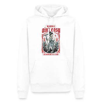 Hacken ist nicht einfach, Erde passiert beim Gärtnern - Männer Premium Bio Hoodie - Weiß - Vorne - Nico (187cm)