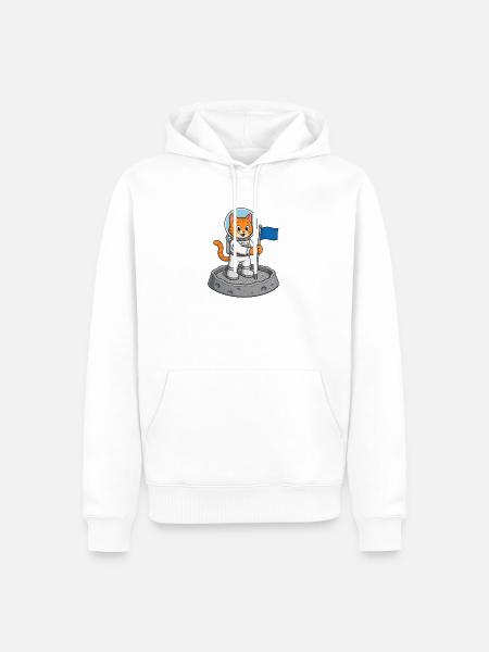 Astronauten-Katzentoilettenlandung - Männer Premium Bio Hoodie - Weiß