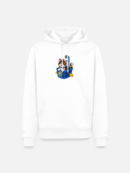 U-Boot-Katzen-Wäschekorb - Männer Premium Bio Hoodie - Weiß