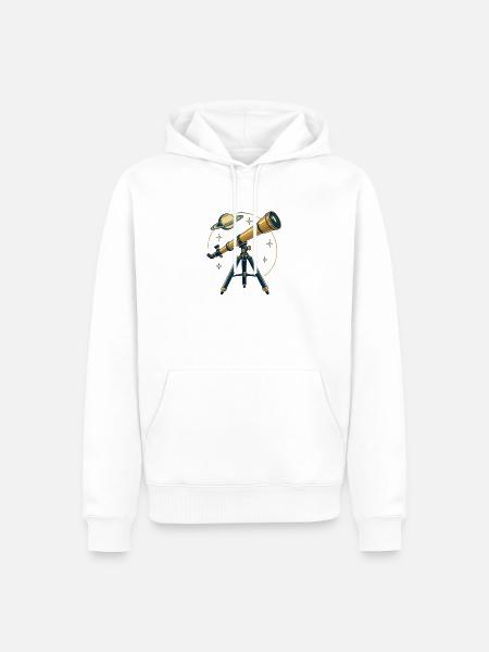 Retro Backyard-Teleskop - Männer Premium Bio Hoodie - Weiß