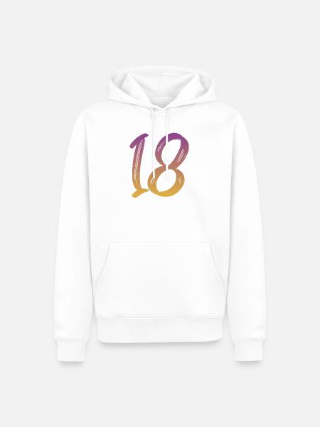 18 - Männer Premium Bio Hoodie - Weiß