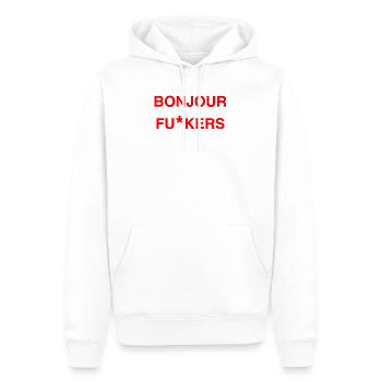 Bonjour Rebel Typo Graphic - Männer Premium Bio Hoodie - Weiß - Vorne - Nico (187cm)