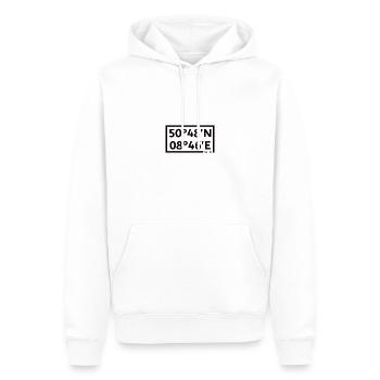 Marburg Koordinaten - Männer Premium Bio Hoodie - Weiß - Vorne - Nico (187cm)
