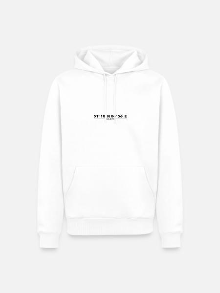 Hilden Koordinaten - Männer Premium Bio Hoodie - Weiß
