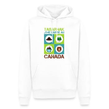 Tabarnak Je Me Barre Au Canada, Feuille D'érable - Sweat à capuche Premium bio Homme - blanc - Devant - Nico (187cm)