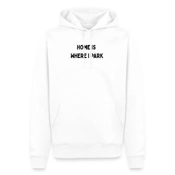 Home is where I park Vanlife Roadtrip Camper  - Männer Premium Bio Hoodie - Weiß - Vorne - Nico (187cm)