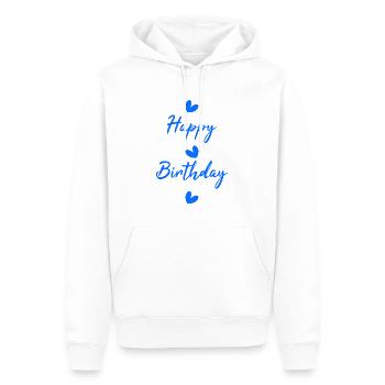 ÅRSDAG. TILLYKKE MED FØDSELSDAGEN. TILLYKKE MED FØDSELSDAGEN. - Herre Premium økologisk hoodie - hvid - Foran - Nico (187cm)