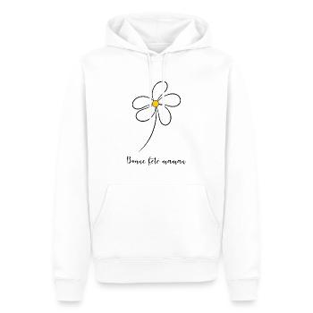 MAMAN. FÊTE DES MÈRES. BONNE FÊTE MAMAN. FÊTE - Sweat à capuche Premium bio Homme - blanc - Devant - Nico (187cm)