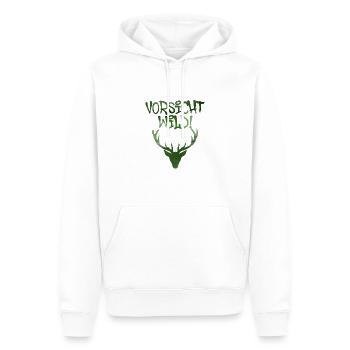 vorsicht wild,graffiti,grün,geweih,hirsch - Männer Premium Bio Hoodie - Weiß - Vorne - Nico (187cm)
