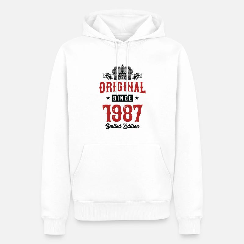 1987 Édition limitée - Sweat à capuche Premium bio Homme - blanc