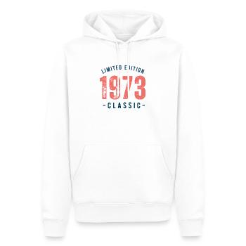 Baujahr 1973 - Männer Premium Bio Hoodie - Weiß - Vorne - Nico (187cm)