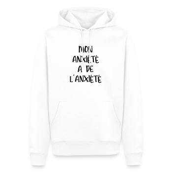 mon anxiété a de l'anxiété - Sweat à capuche Premium bio Homme - blanc - Devant - Nico (187cm)