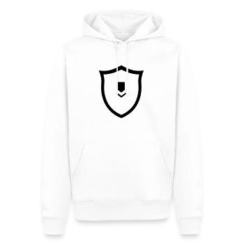 Schild - Männer Premium Bio Hoodie - Weiß - Vorne - Nico (187cm)