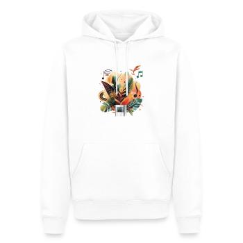 Pflanzen und Musik - hochwertiger Modedruck - Männer Premium Bio Hoodie - Weiß - Vorne - Nico (187cm)