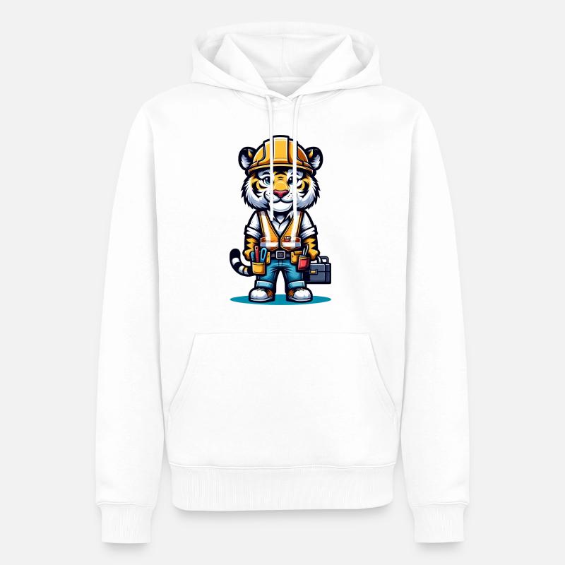 Cute Tiger Construction Worker - Männer Premium Bio Hoodie - Weiß