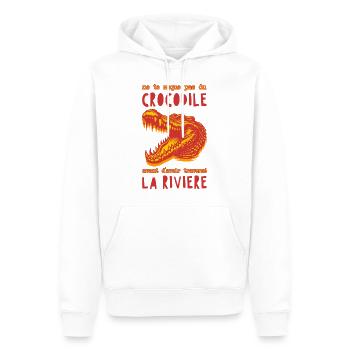 Ne te moque pas du crocodile - Sweat à capuche Premium bio Homme - blanc - Devant - Nico (187cm)