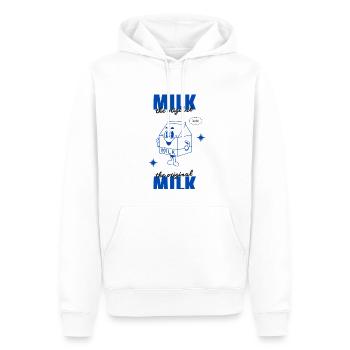 Lait - L’original - Sweat à capuche Premium bio Homme - blanc - Devant - Nico (187cm)