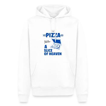 Pizza - Une tranche de paradis - Sweat à capuche Premium bio Homme - blanc - Devant - Nico (187cm)