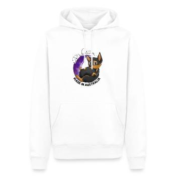 Kelpie Galaxie - Noir Feu - Sweat à capuche Premium bio Homme - blanc - Devant - Nico (187cm)