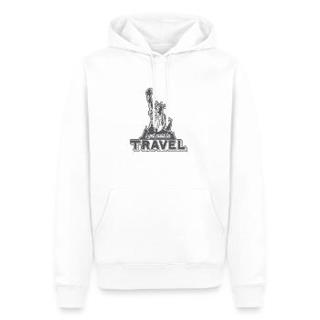Ich werde für´s Reisen bezahlt - Männer Premium Bio Hoodie - Weiß - Vorne - Nico (187cm)