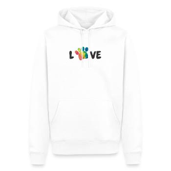 Love Regenbogen Tatzen Pfoten - Männer Premium Bio Hoodie - Weiß - Vorne - Nico (187cm)