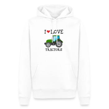 J'AIME TRACTEURS - Sweat à capuche Premium bio Homme - blanc - Devant - Nico (187cm)