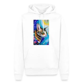 Merveilleux chat domestique à poil court - Sweat à capuche Premium bio Homme - blanc - Devant - Nico (187cm)
