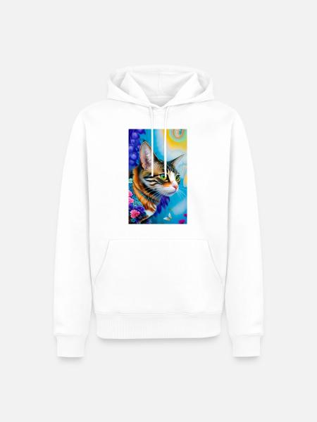 Wunderbare kurzhaarige Hauskatze - Männer Premium Bio Hoodie - Weiß