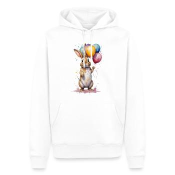 Hase mit Luftballons - Aquarell - Männer Premium Bio Hoodie - Weiß - Vorne - Nico (187cm)