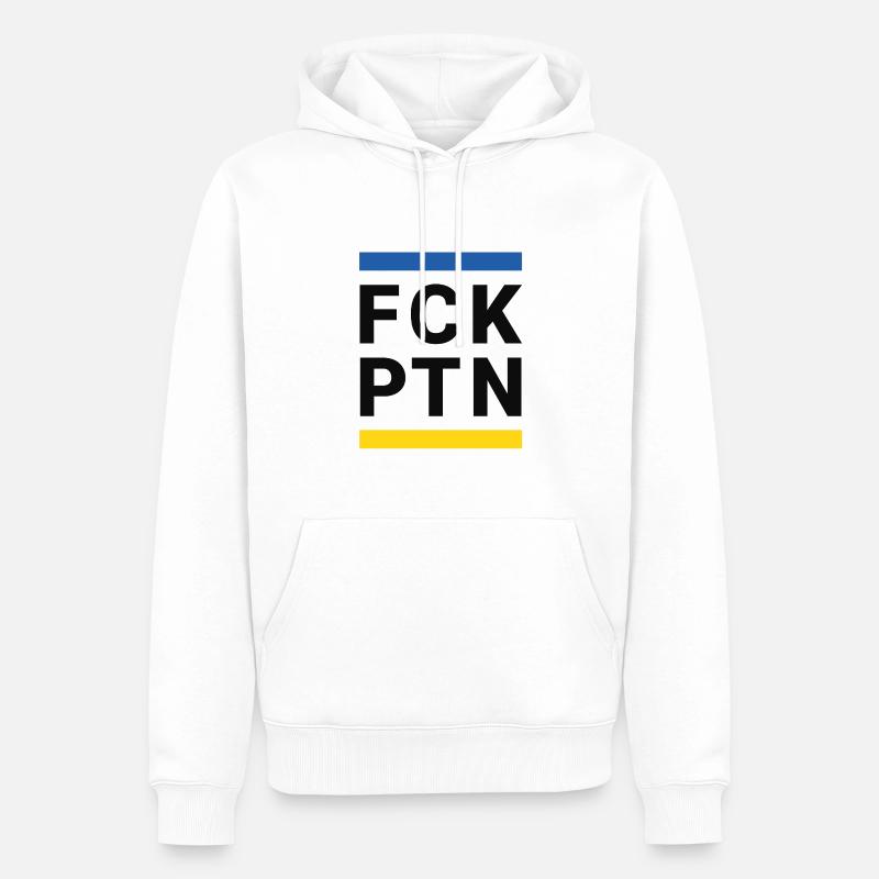 fck PTN, Fuck Poutine - Sweat à capuche Premium bio Homme - blanc