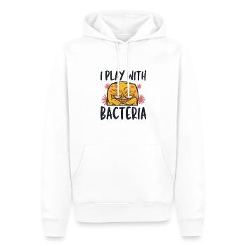 Je joue avec la microbiologie des bactéries - Sweat à capuche Premium bio Homme - blanc - Devant - Nico (187cm)