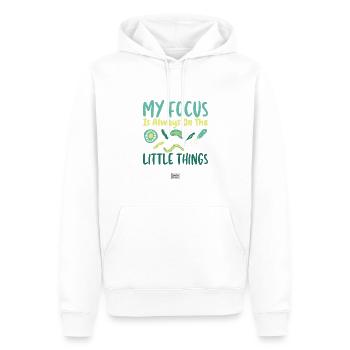 Petites choses Microbiologie Microbiologiste Biologie - Sweat à capuche Premium bio Homme - blanc - Devant - Nico (187cm)