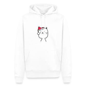 Katze Weihnachtsmütze Weihnachten Süß Xmax - Männer Premium Bio Hoodie - Weiß - Vorne - Nico (187cm)