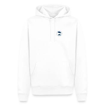 La Moustache Française - Blanc/Bleu (cœur) - Sweat à capuche Premium bio Homme - blanc - Devant - Nico (187cm)