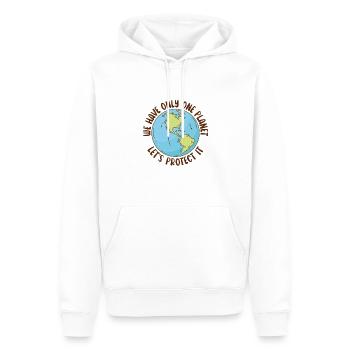 Let Only One Planet Leave Earth Day - Men’s Premium Organic Hoodie - white - Front - Nico (187cm)