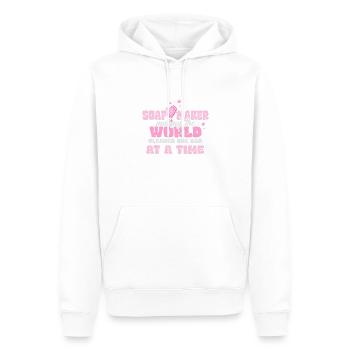 Un savonnier qui rend le monde plus propre - Sweat à capuche Premium bio Homme - blanc - Devant - Nico (187cm)