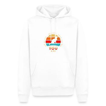 Sei die Person, für die dich Deine Katze hält - Männer Premium Bio Hoodie - Weiß - Vorne - Nico (187cm)