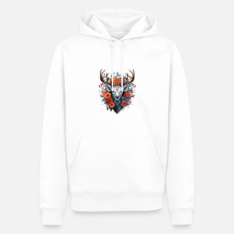 Ersatz Dirndl Hirschgeweih Hirsch - Männer Premium Bio Hoodie - Weiß
