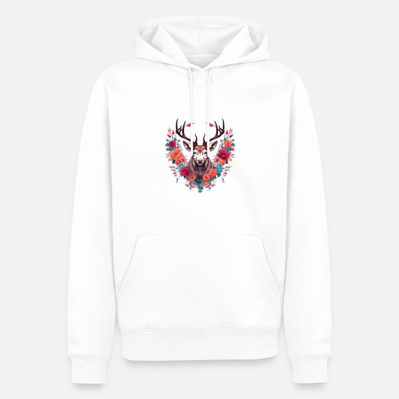 Ersatz Dirndl Hirschgeweih Hirsch - Männer Premium Bio Hoodie - Weiß