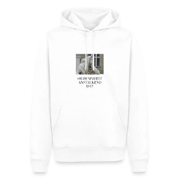 Ob Dummheit ansteckend ist? - Männer Premium Bio Hoodie - Weiß - Vorne - Nico (187cm)