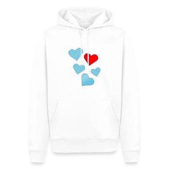 Bayrische Herzen als Patches - Männer Premium Bio Hoodie - Weiß - Vorne - Nico (187cm)