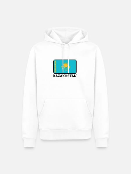 Nationalflagge von Kasachstan - Männer Premium Bio Hoodie - Weiß