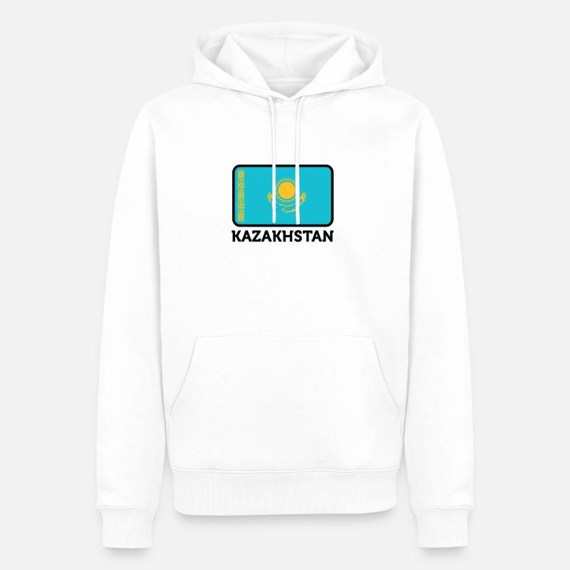 Drapeau national du Kazakhstan - Sweat à capuche Premium bio Homme - blanc